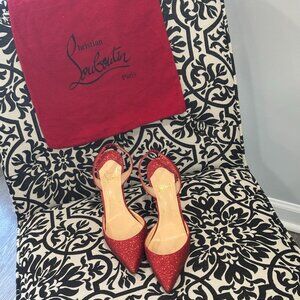 Red “Dorothy” Glitter Slingback Heels – Size 39 – Stunning & Sparkly!